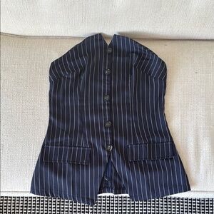 Blue and White Button Down Shirt with Classic Pinstripes